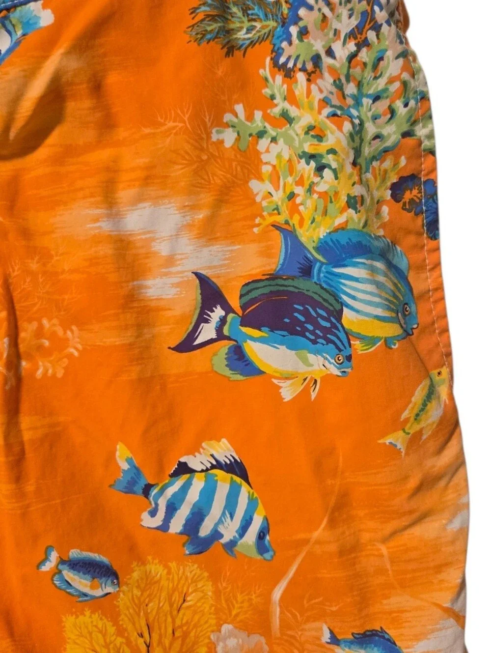 Vintage Polo Ralph Lauren Men's Orange Tropical Fish Swim Trunks Large